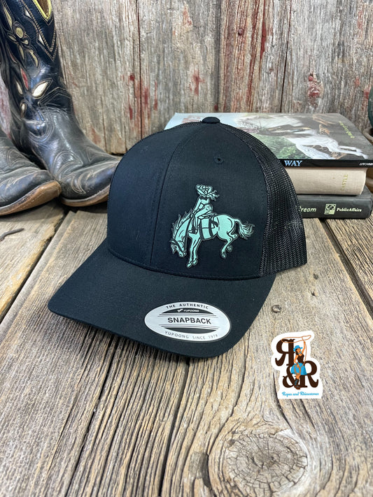 Cowgirl Bronc Leatherette Patch Cap