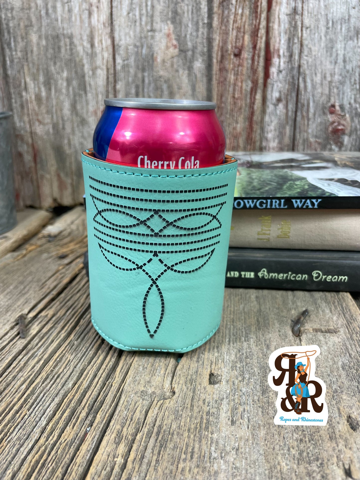 Boot Stitch Leatherette Can Cooler