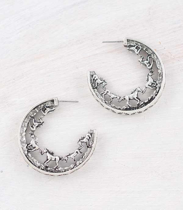 Western Horse Hoop Earrings Horse Hoop Earrings
