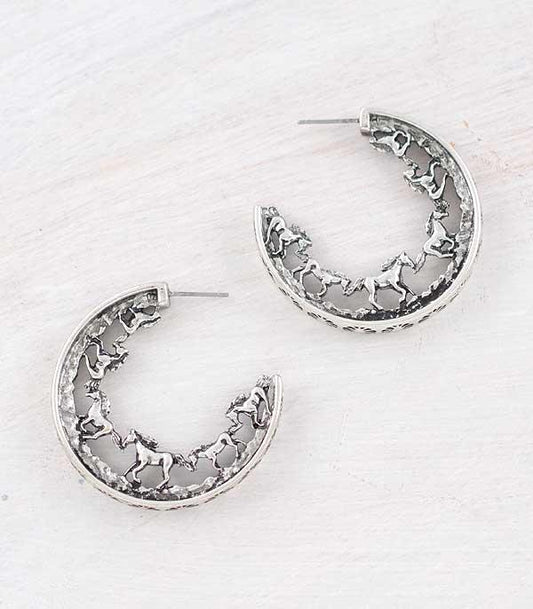 Western Horse Hoop Earrings Horse Hoop Earrings