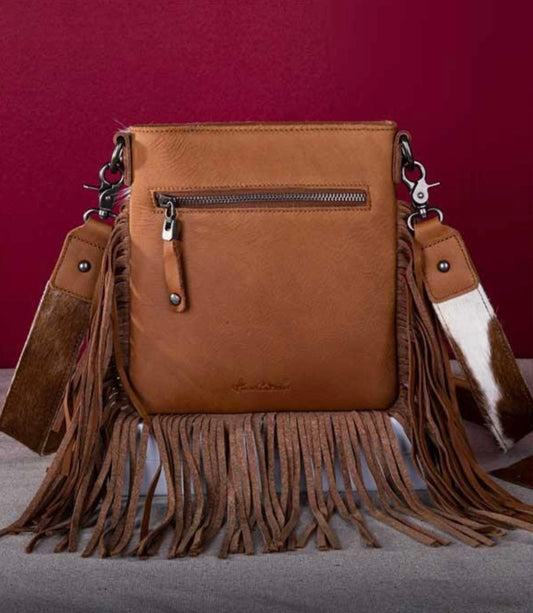 Montana West Cowhide Crossbody Bag Genuine Leather Hair-On Fringe Crossbody