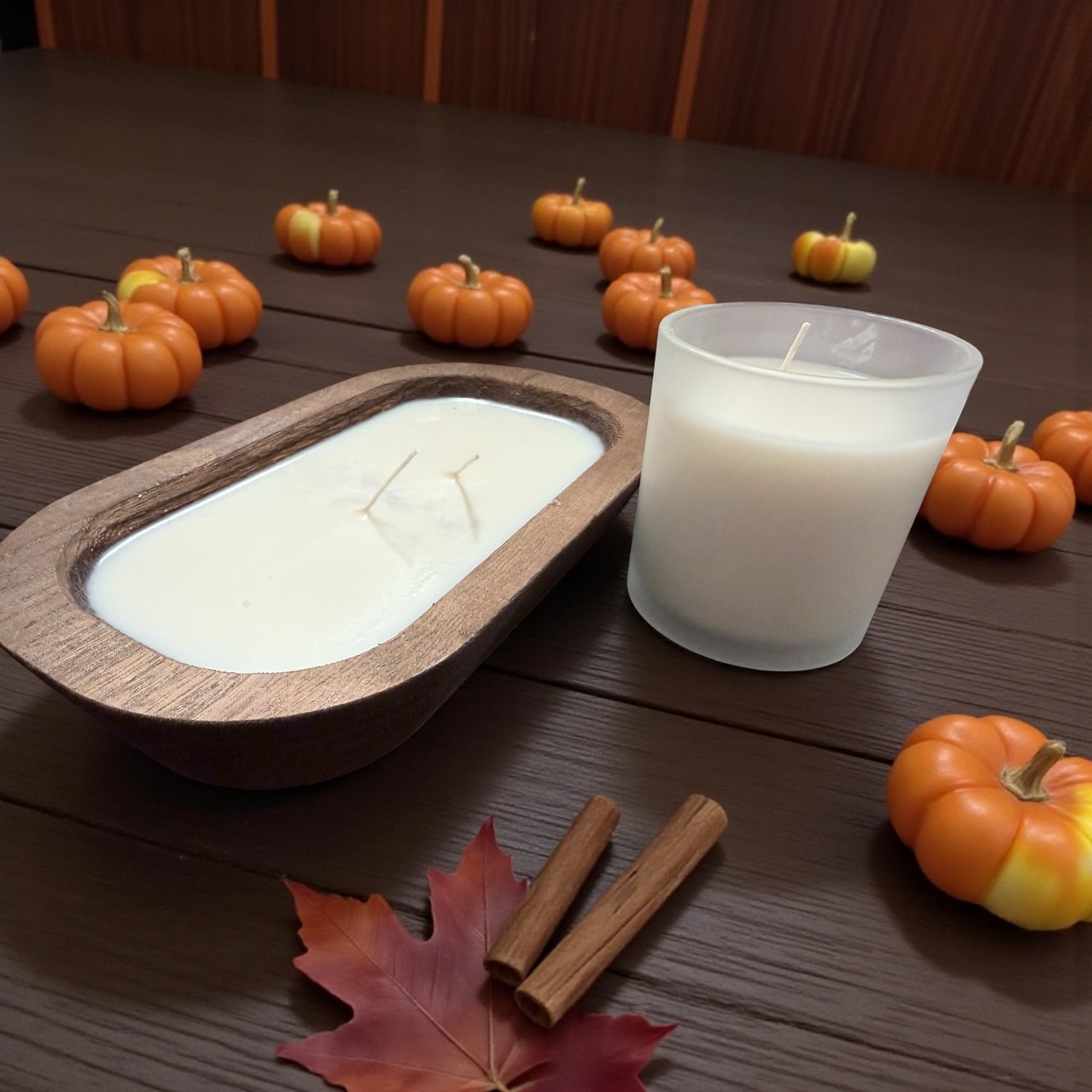 Wooden Dough Bowl Candles