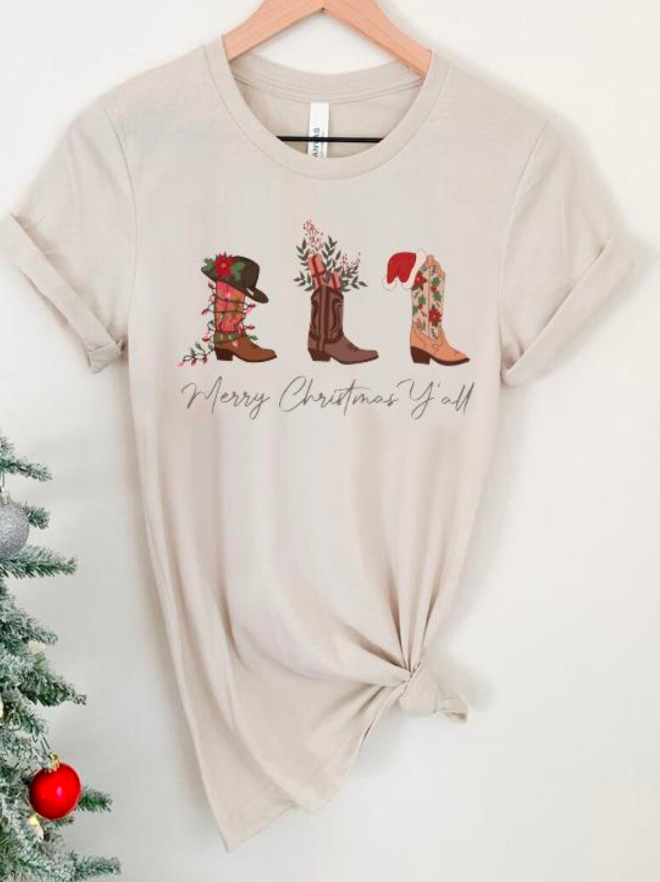 Western Christmas Boots Tshirt