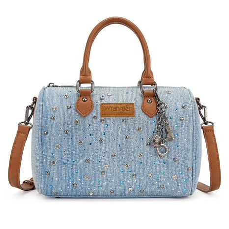 Wrangler Western Rhinestone Denim Boston Crossbody Bag