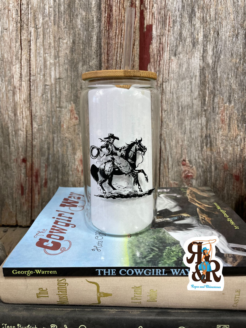 Cowboy Wearin Woolies Glass Cup 16 oz