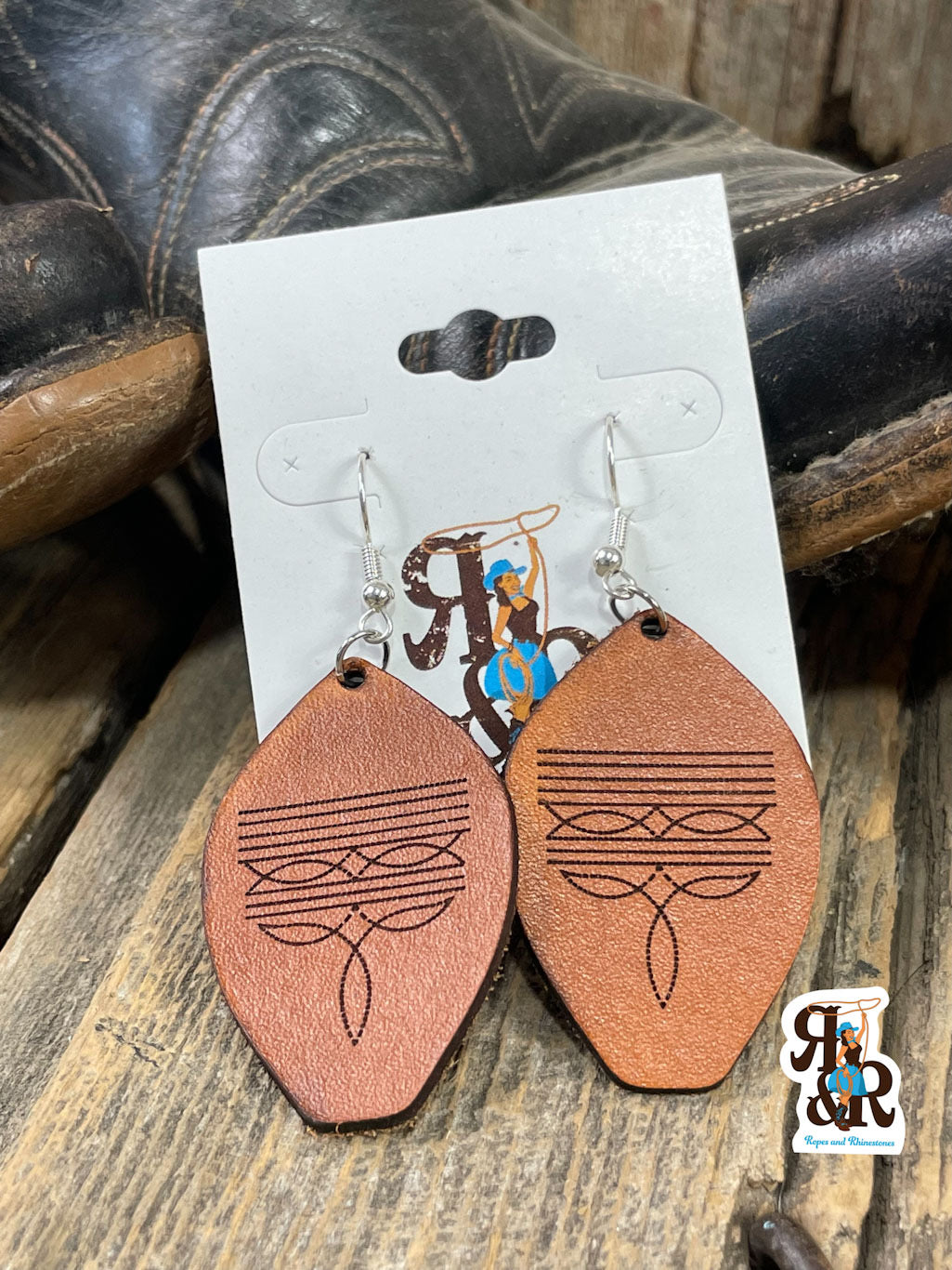 Leather Boot Stitch Earrings
