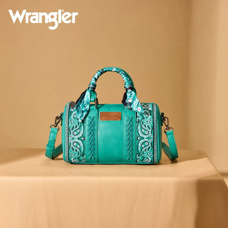 WRANGLER PAISLEY PRINT BARREL CROSSBODY BAG