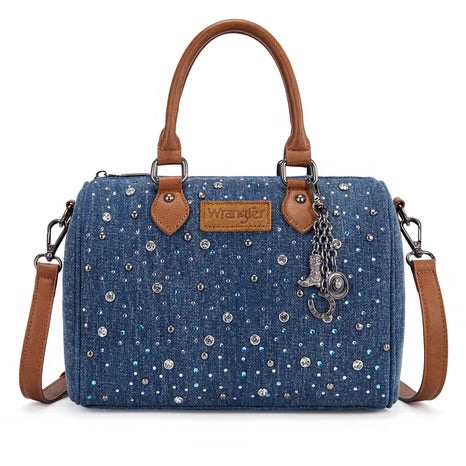 Wrangler Western Rhinestone Denim Boston Crossbody Bag