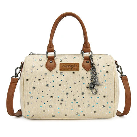 Wrangler Western Rhinestone Denim Boston Crossbody Bag