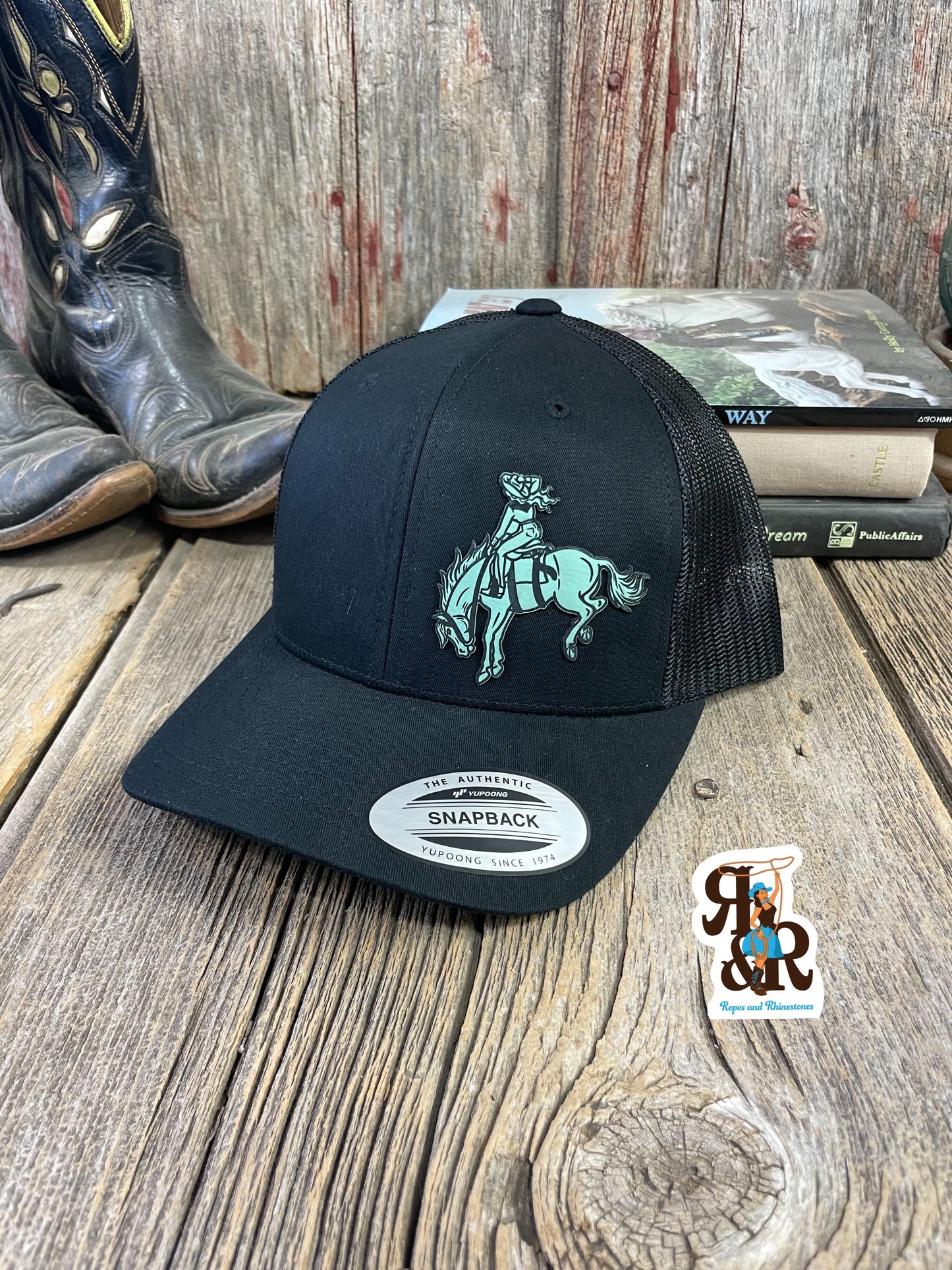 Cowgirl Bronc Leatherette Patch Cap