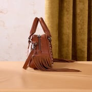 MONTANA WEST FLORAL TOOLED FRINGE SATCHEL BAG