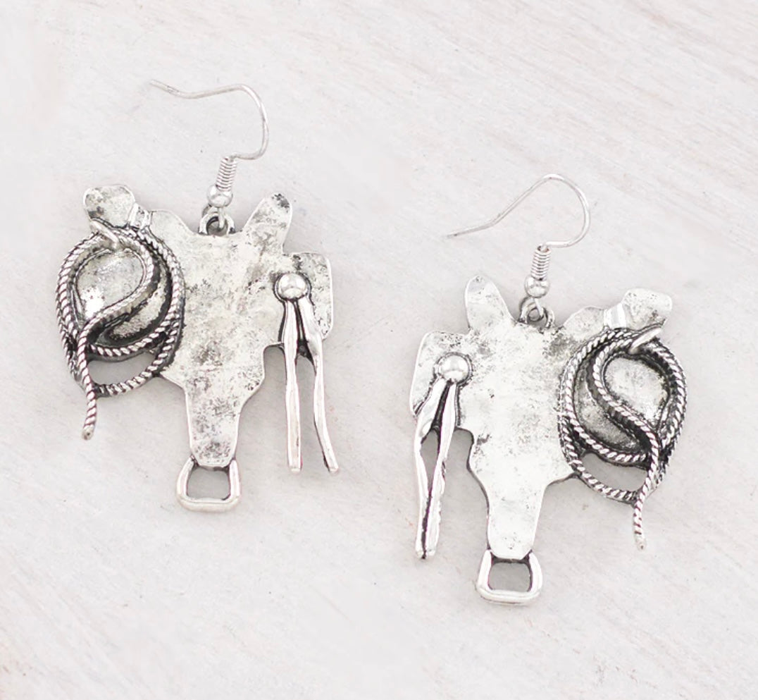Horse saddle earrings