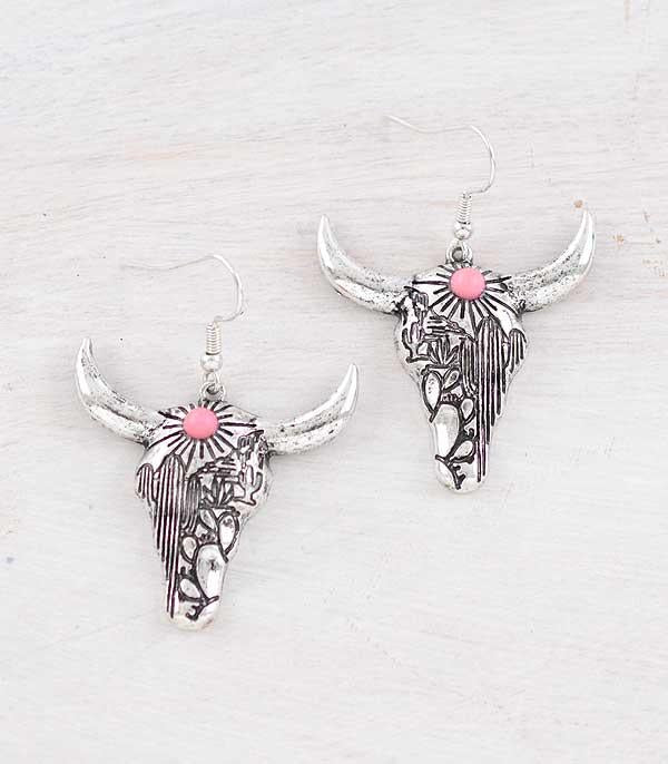 Steer Skull Dangle Earrings