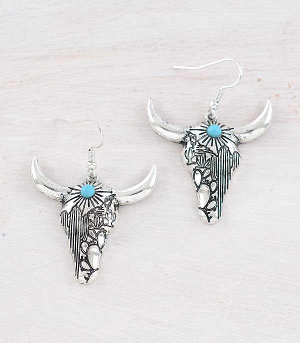 Steer Skull Dangle Earrings