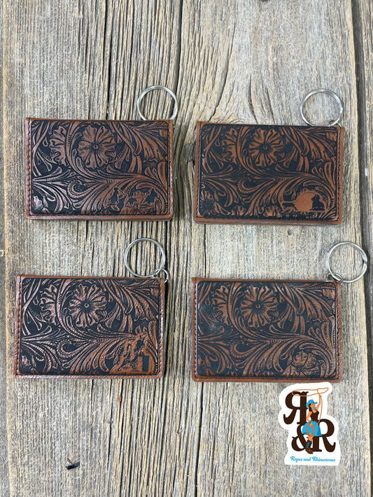 Tooled Leatherette Keychain Card Holder