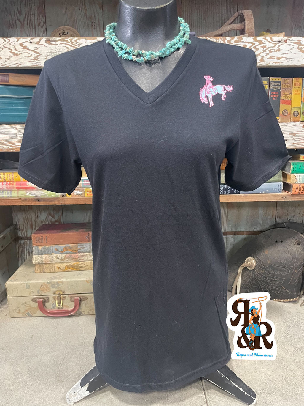 Cowgirl Bronc V Neck Tee