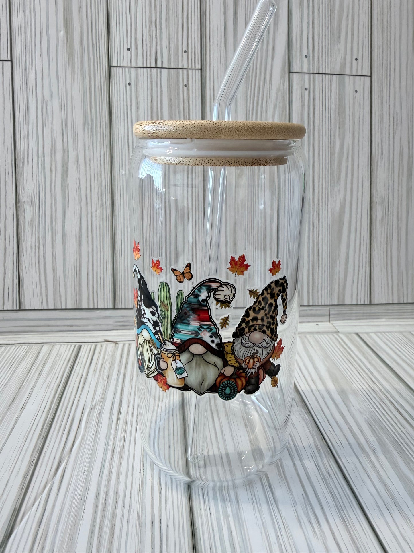 16oz Drinking glass with straw