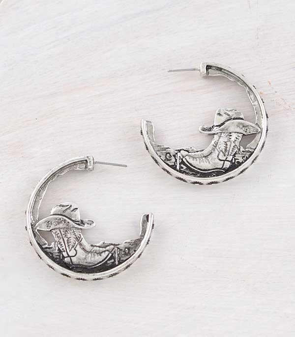 Western Cowboy Boots Hoop Earrings