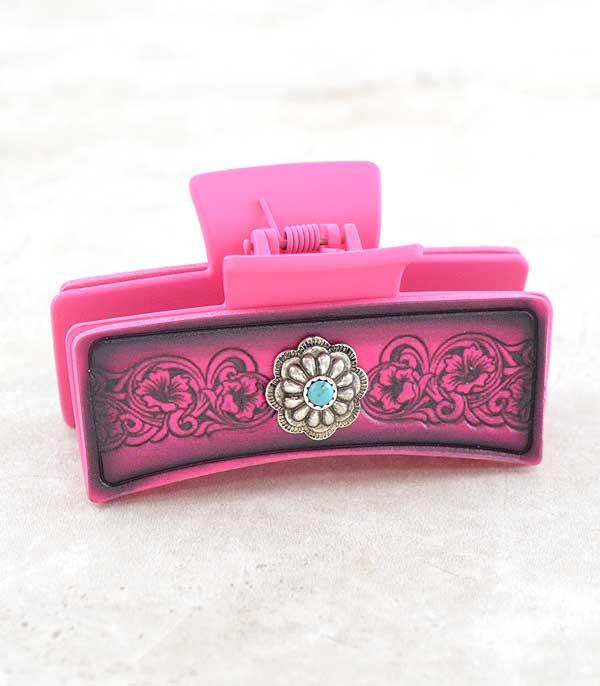 Western Concho Leather hair clip