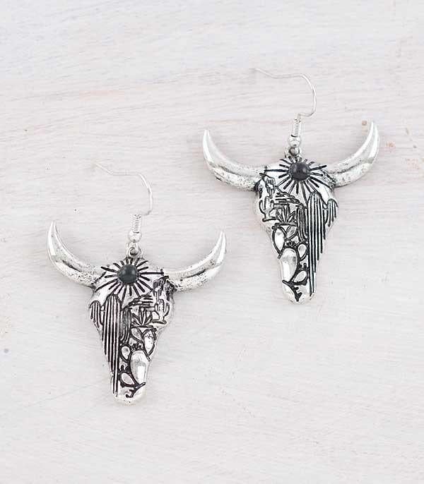 Steer Skull Dangle Earrings