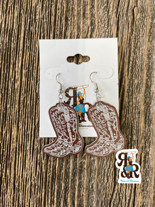 Ropes and Rhinestones Cowboy Boot Earrings